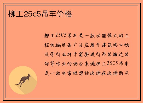 柳工25c5吊车价格